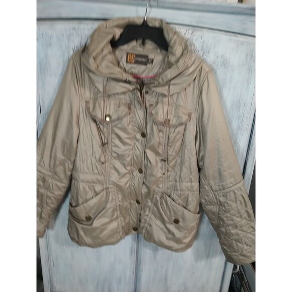 EC Easy Comfort Hooded Puffer Coat Size Small Beige/Taupe - Picture 3 of 11